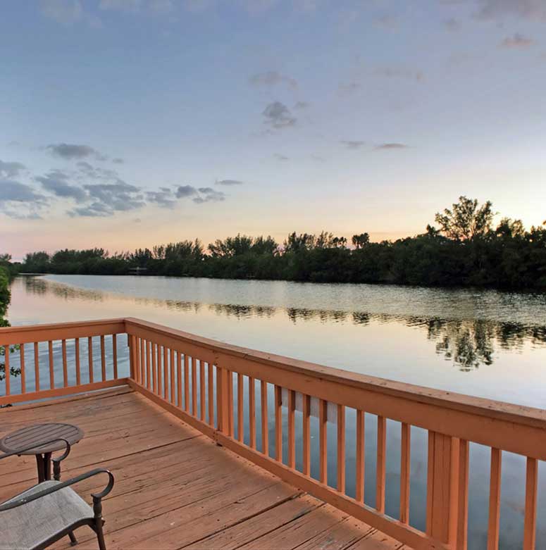 Patio Overlooking a Lake at Siesta Key Vacation Rentals